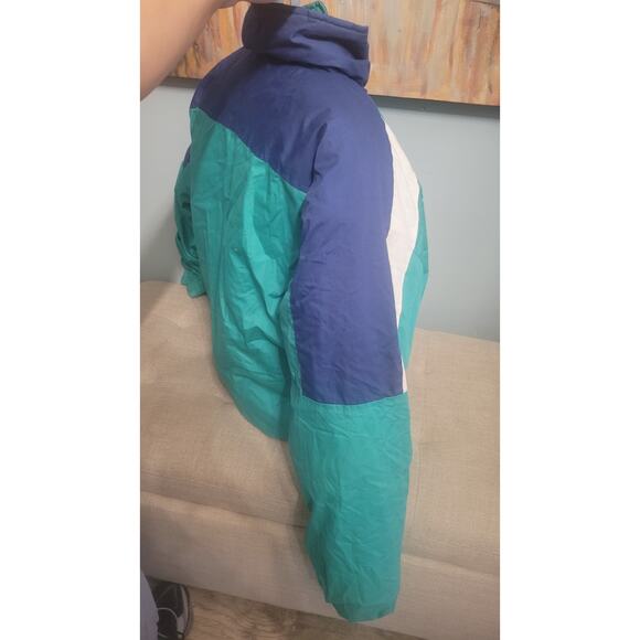Vintage Sergio Tacchini Jacket M Teal Navy 90s Ski Puffer Made in USA - Picture 4 of 6